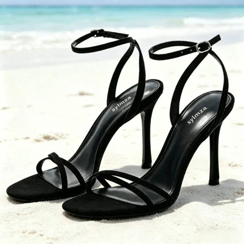 Cross-tied High-Heel Sandal