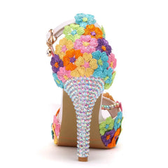 Fish mouth rhinestone lace beaded waterproof platform Sandals