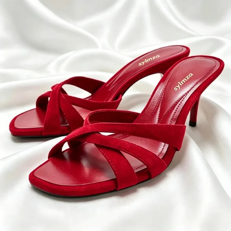 Crossover Front-Strap Mule Sandals