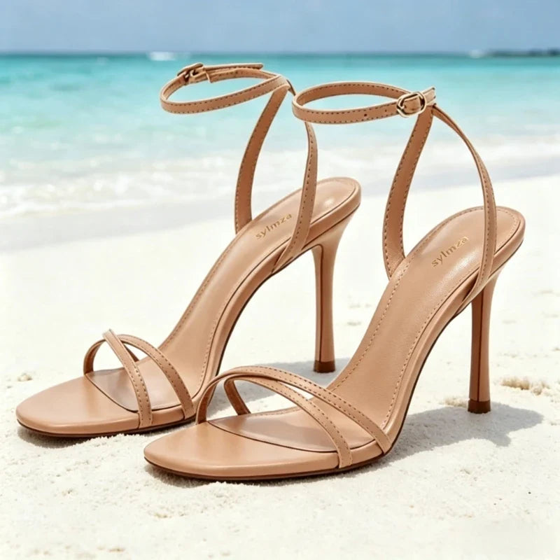 Cross-tied High-Heel Sandal
