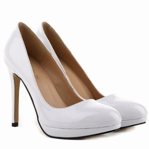 11cm Round Toe High Heels Shallow Elegant Lady Office Party Wedding Shoes Big Size