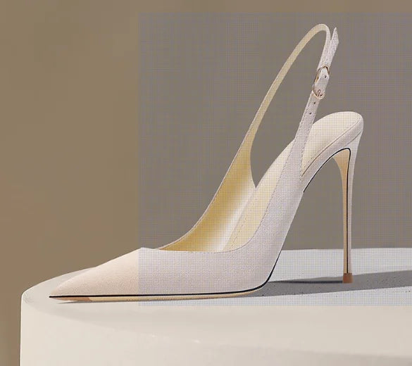 Fashionable suede toe cap fine heeled Sandals
