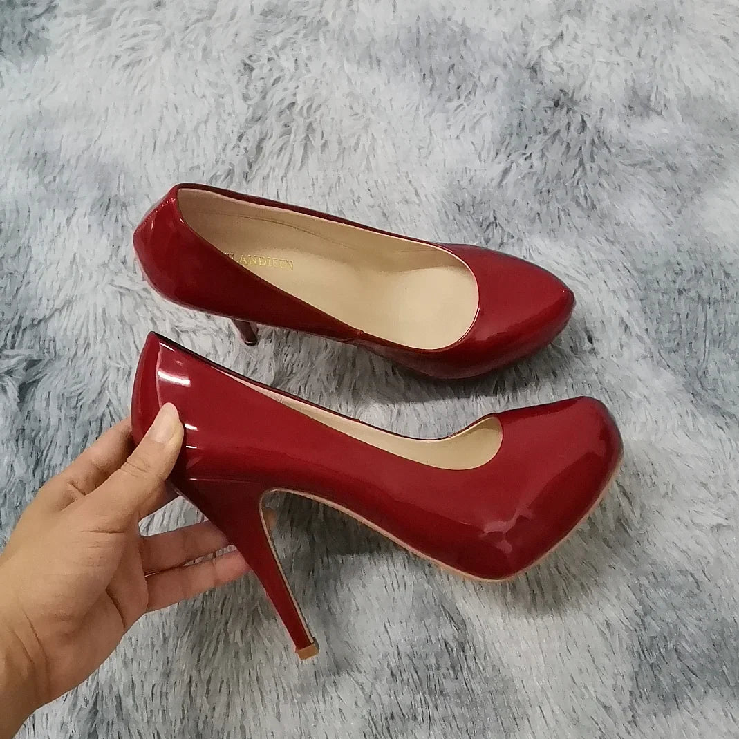 12cm Classic Patent Leather Shallow Slip-On High Heels