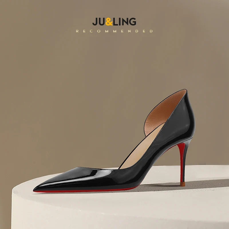 Black Suede Side Empty High Heels Versatile