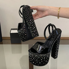 Crystal Rhinestone Chunky Platform Sandals