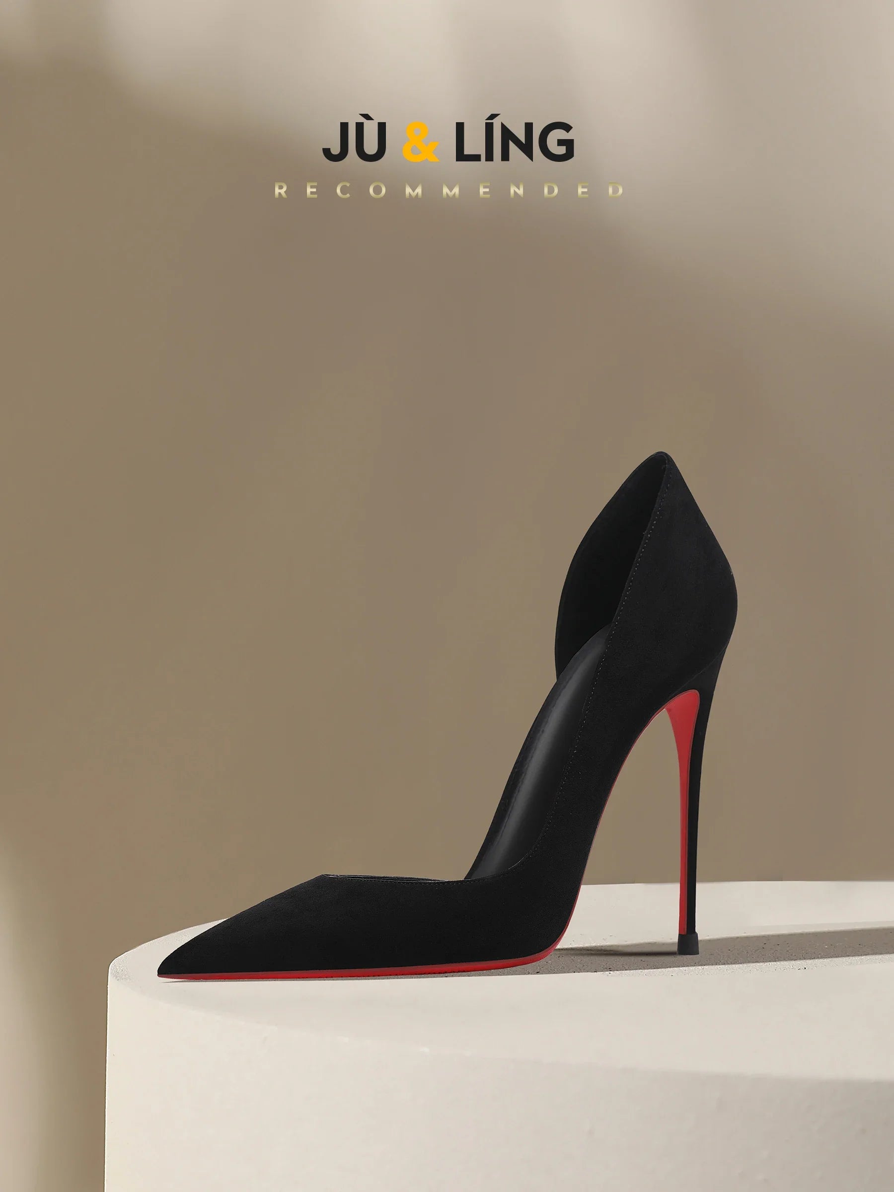 Black Suede Side Empty High Heels Versatile