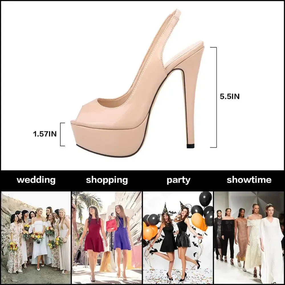 14CM Platform Super High Heels For Woman Sexy Open Toe Sandals