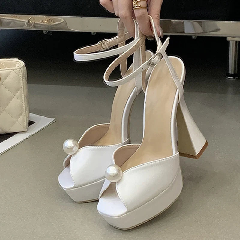 High Quality Cozy Silk Peep Toe Platform Heels Sandals
