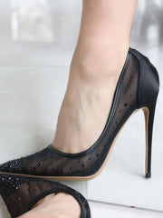 Diamond Mesh Pointed Ultra High Heels