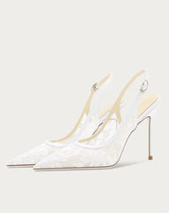 Embroidered Flower Mesh Lace High Heels Women's Bag Head Sandals