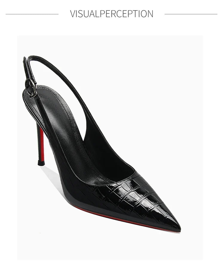 French style stunning black stone patterned high-heeled shoes