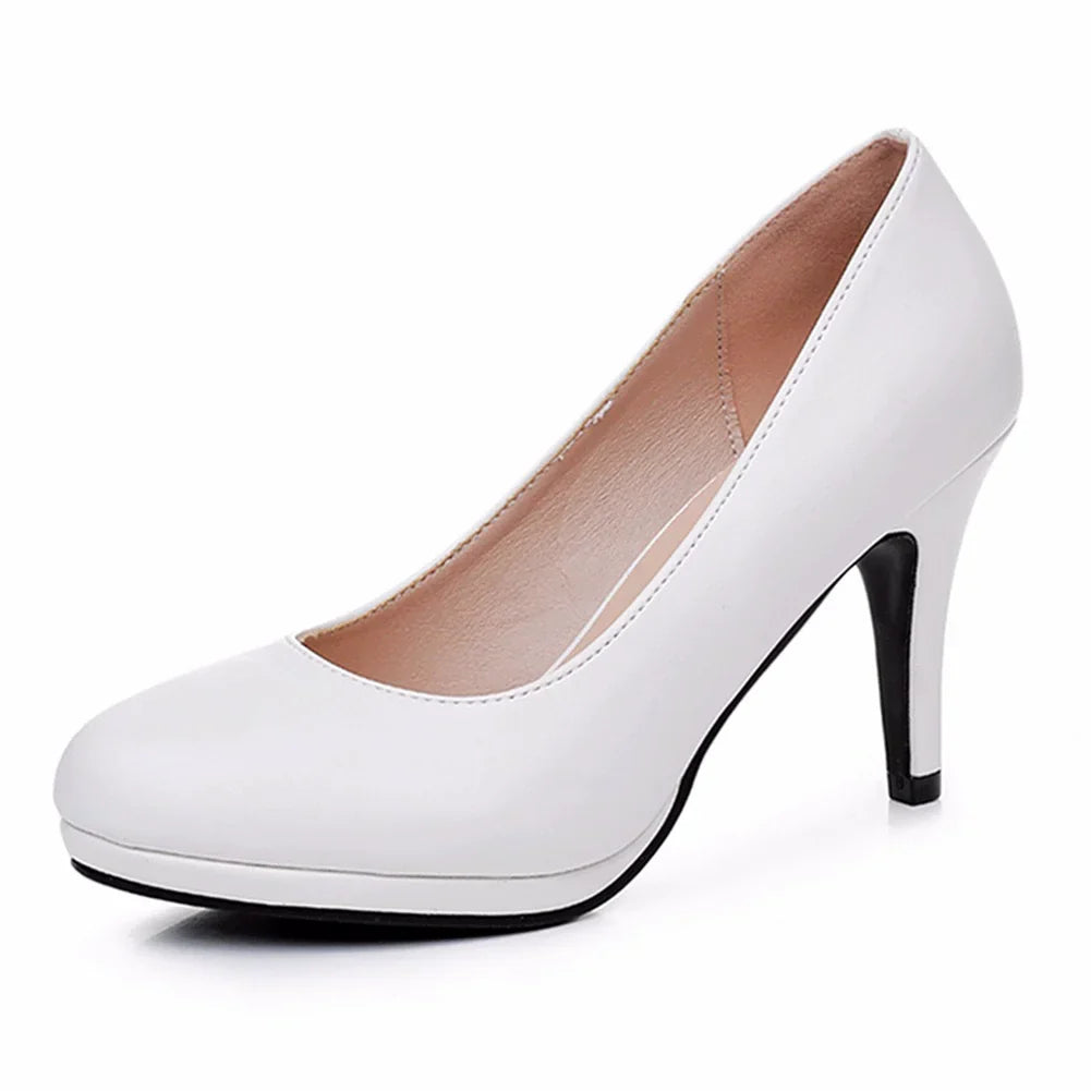 14cm white PU high-heeled shoes