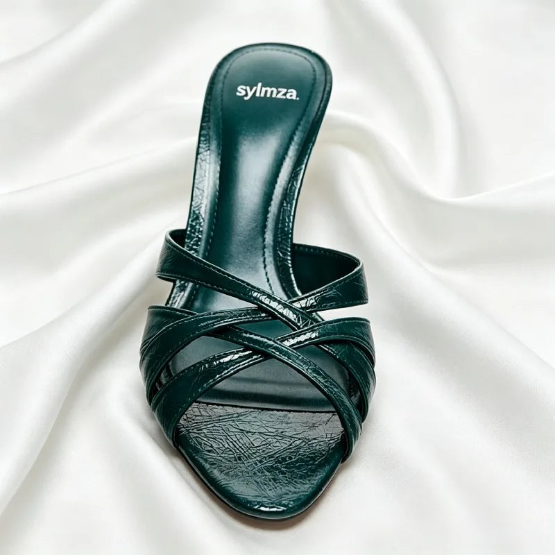 Cross Tied Brand Heeled Sandals