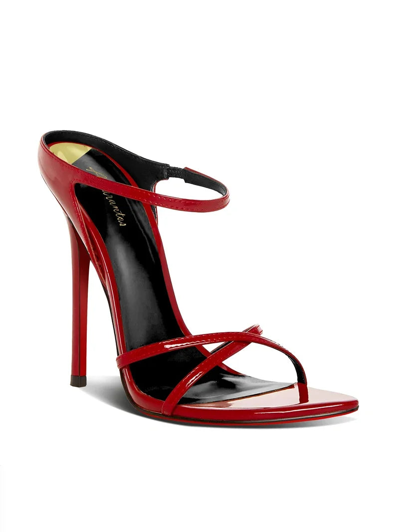 Black Slim Heeled Sandals