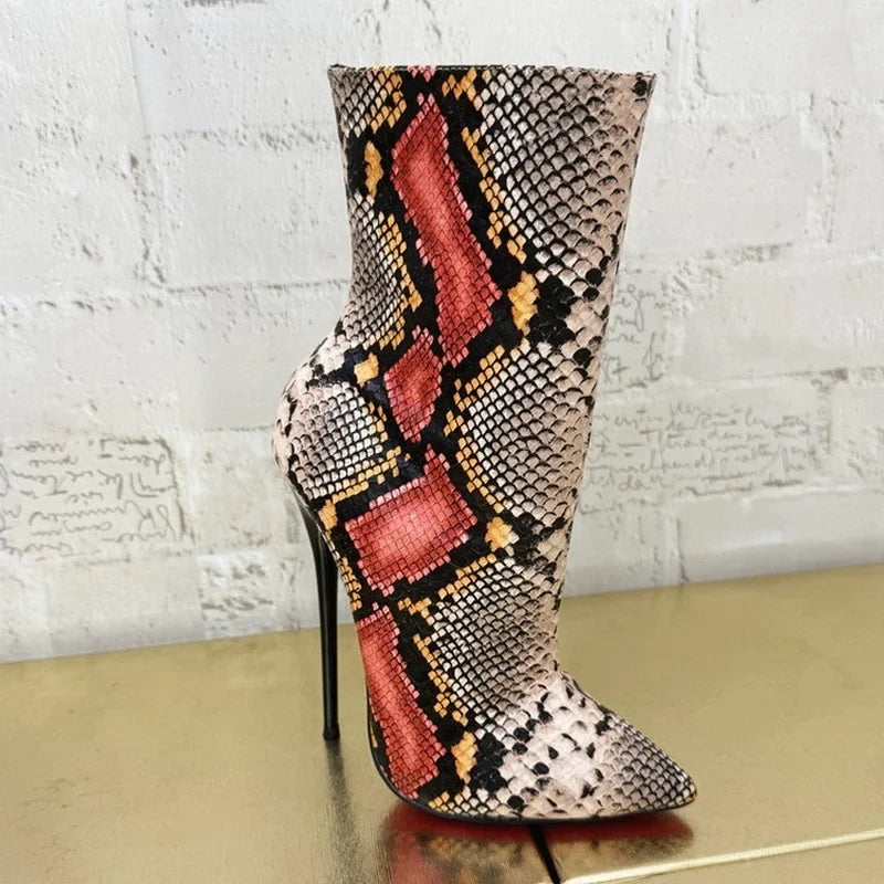 Snake Pattern Short Boots