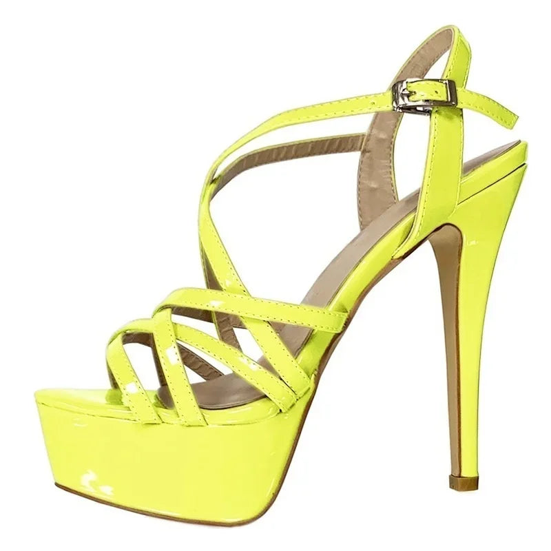 14CM Open Toe Platform High Heels Snake Pattern Sandals