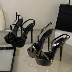 Summer Party Banquet 16CM Super High Heels Stripper Pole Dance Shoes Sexy Buckle Strap Platform Sandals