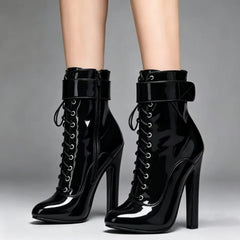 15CM Square High Heels Short Boots