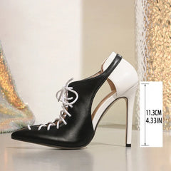 Designer Pointed Toe Cross Tied Heels