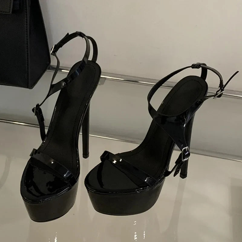 Summer Party Banquet 16CM Super High Heels Stripper Pole Dance Shoes Sexy Buckle Strap Platform Sandals