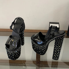 Crystal Rhinestone Chunky Platform Sandals