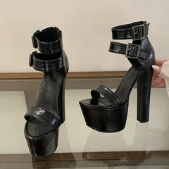 Big Size 43 44 45 Black Chunky Platform Sandals