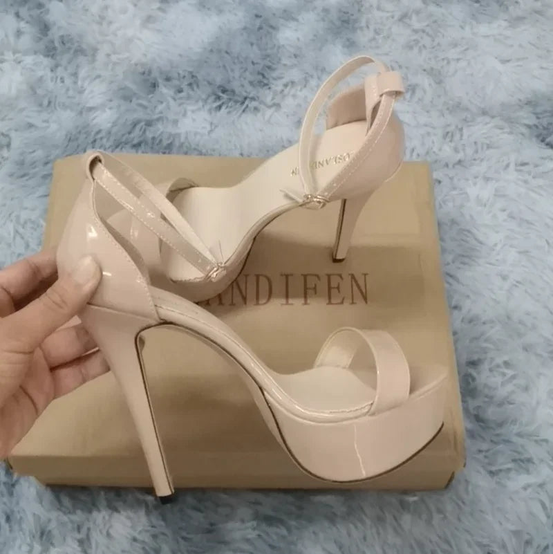 14cm Supper High Heels Peep Toes Platform Stilettos Party Wedding Shoes