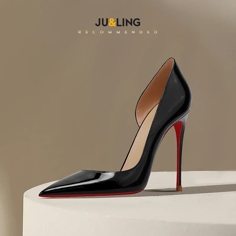 Black Suede Side Empty High Heels Versatile