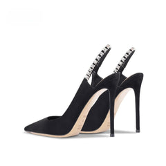 Black suede rhinestone Sandals
