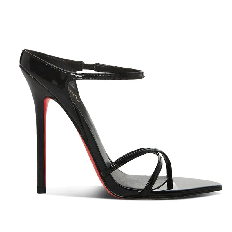Black Slim Heeled Sandals