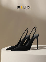 Fashionable suede toe cap fine heeled Sandals