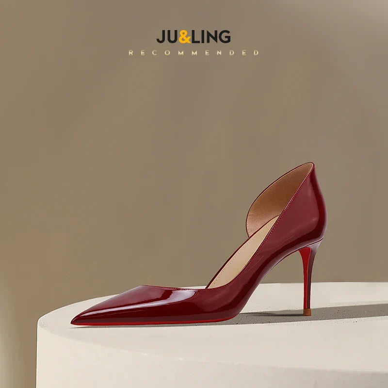 Black Suede Side Empty High Heels Versatile