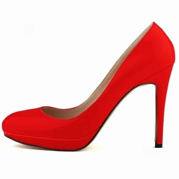 11cm Round Toe High Heels Shallow Elegant Lady Office Party Wedding Shoes Big Size