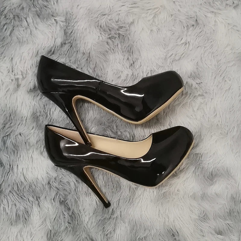 12cm Classic Patent Leather Shallow Slip-On High Heels