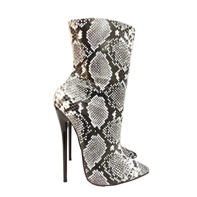 Snake Pattern Short Boots