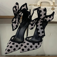 Butterfly-kont Polka Dot Breathable Mesh Pointed Toe Women Pumps