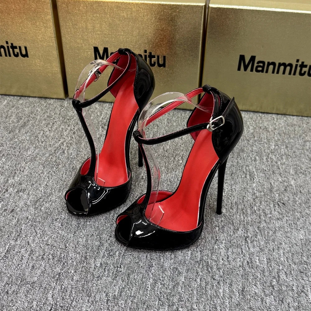 T-shape Strap 16cm High Heels Sandals