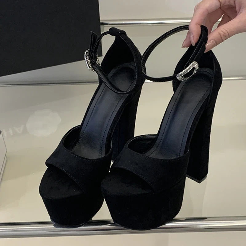 Model Show Sexy Extreme High Heels Chunky Platform Sandals