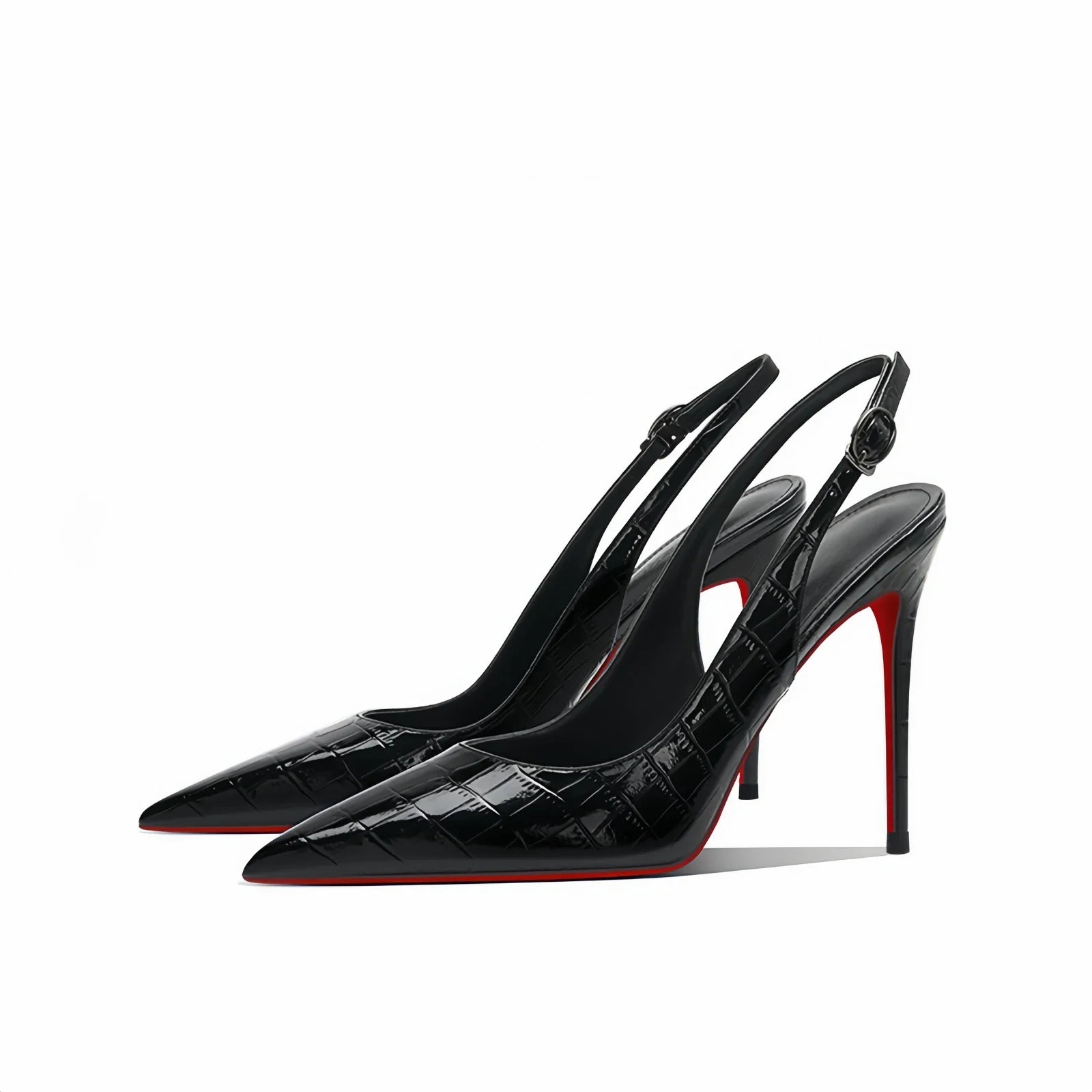French style stunning black stone patterned high-heeled shoes
