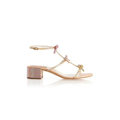 Crystal High-heeled Shoes Female Summer Bow Rhinestone Thick Heel Sandals