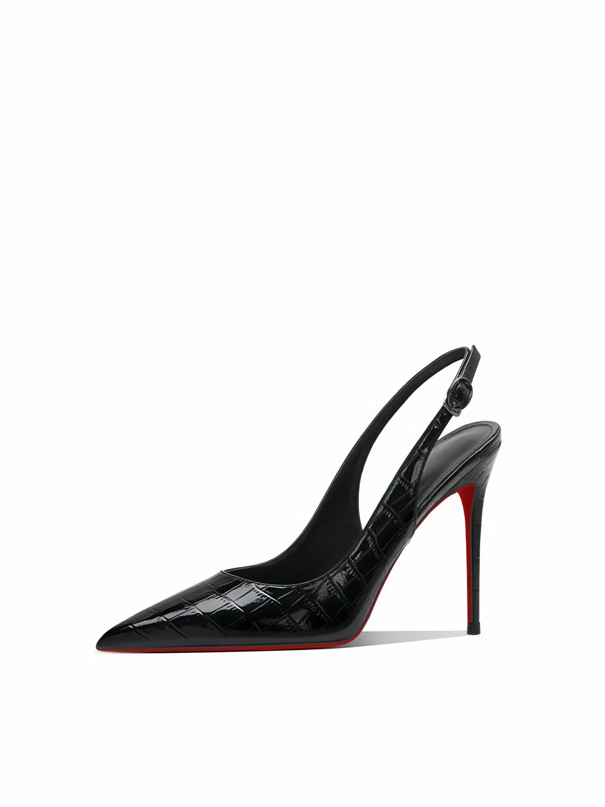 French style stunning black stone patterned high-heeled shoes
