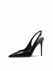 French style stunning black stone patterned high-heeled shoes