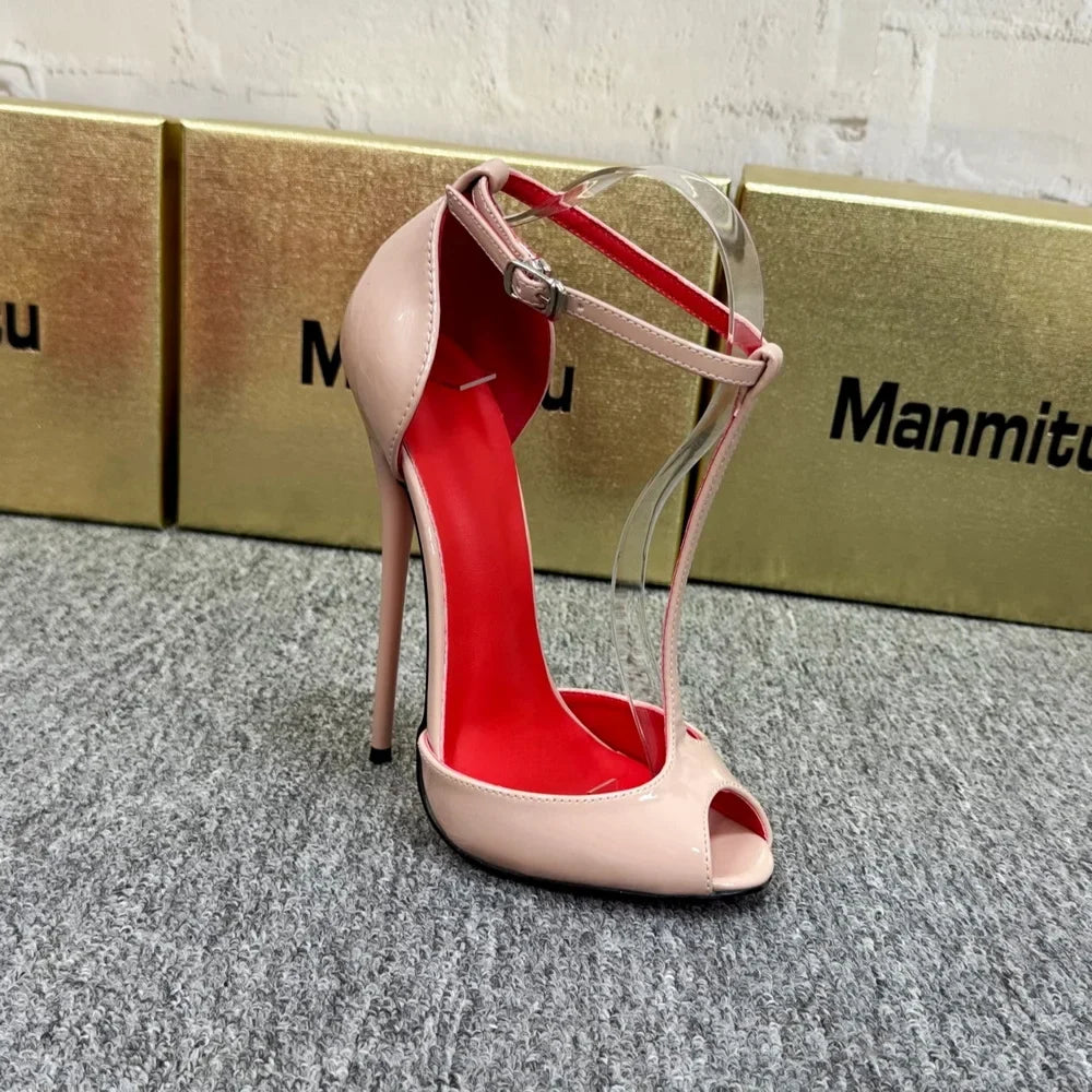 T-shape Strap 16cm High Heels Sandals