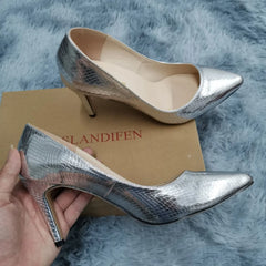 8cm Sexy Crocodile Pattern Pointed Toe High Heels