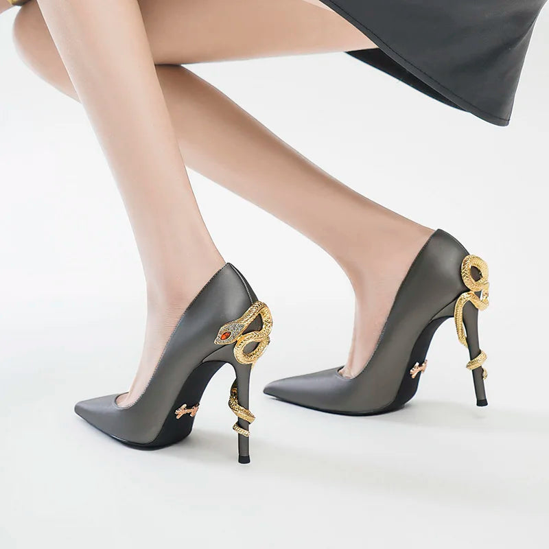 Black high-heeled shoes for women