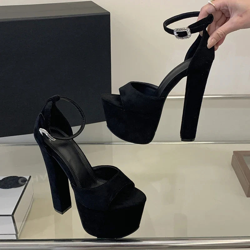 Model Show Sexy Extreme High Heels Chunky Platform Sandals