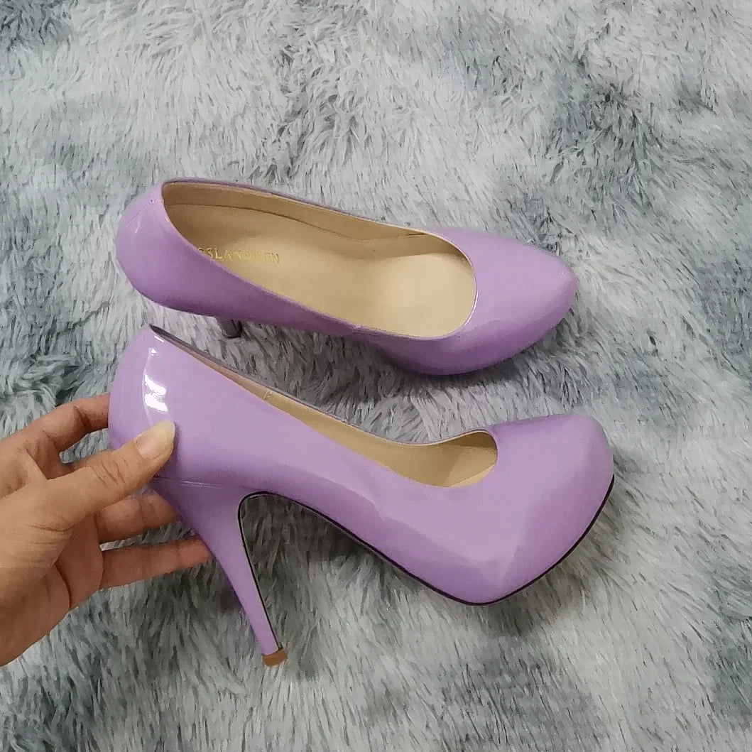 12cm Classic Patent Leather Shallow Slip-On High Heels