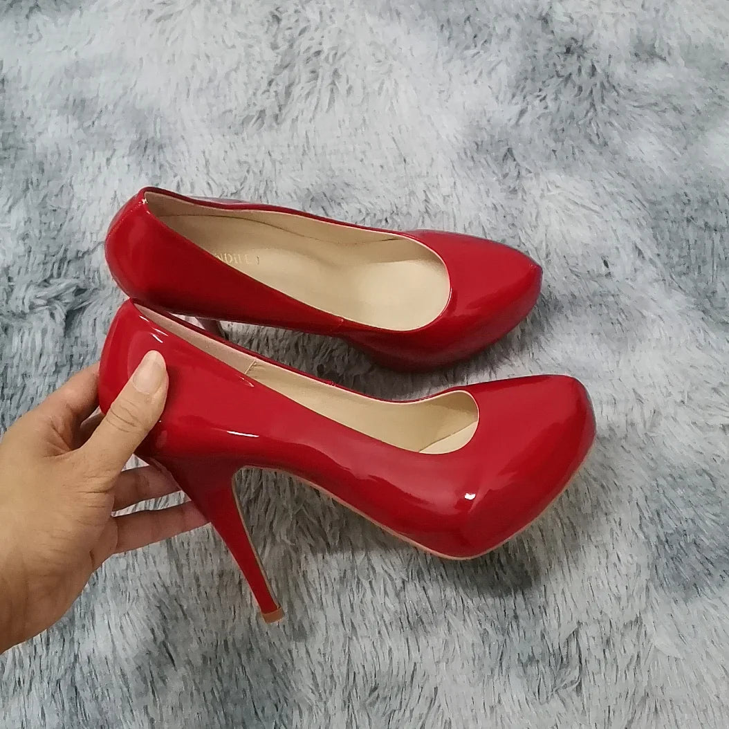 12cm Classic Patent Leather Shallow Slip-On High Heels