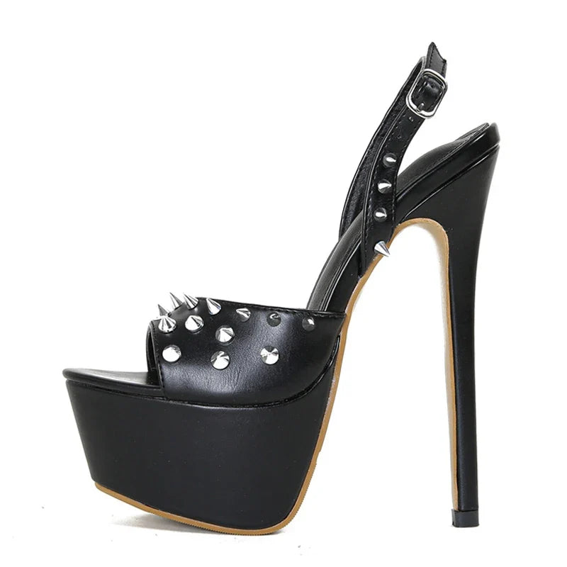 Design Metal Rivet Back Buckle Strap Platform Sandals