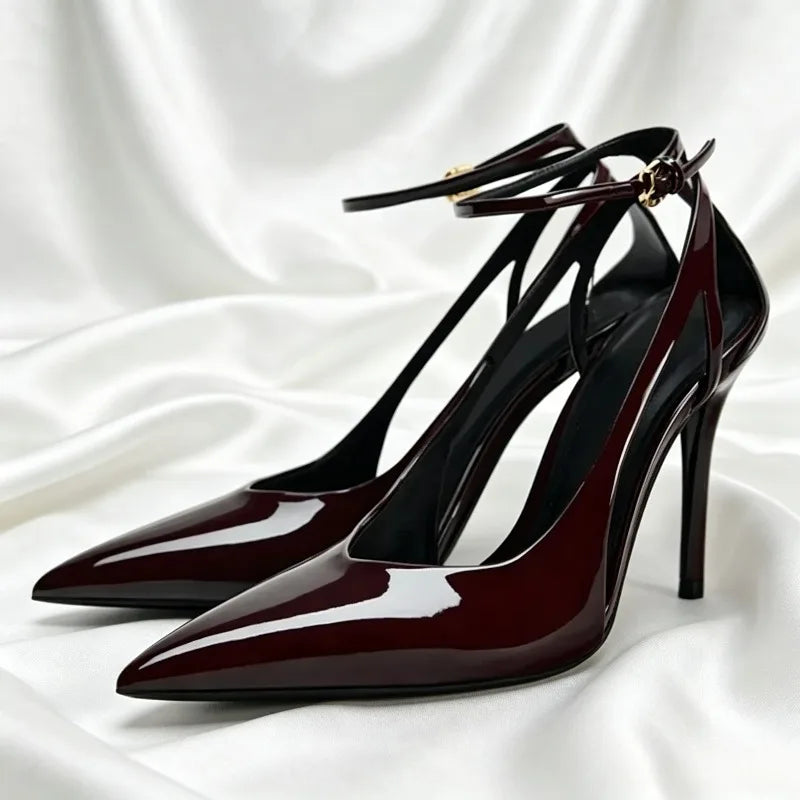 Ankle Strap Buckle Slingback Design Stiletto Sandals
